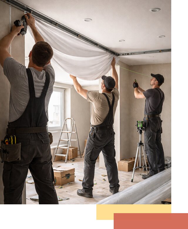 Монтаж парящего натяжного потолка под ключ в Амурске