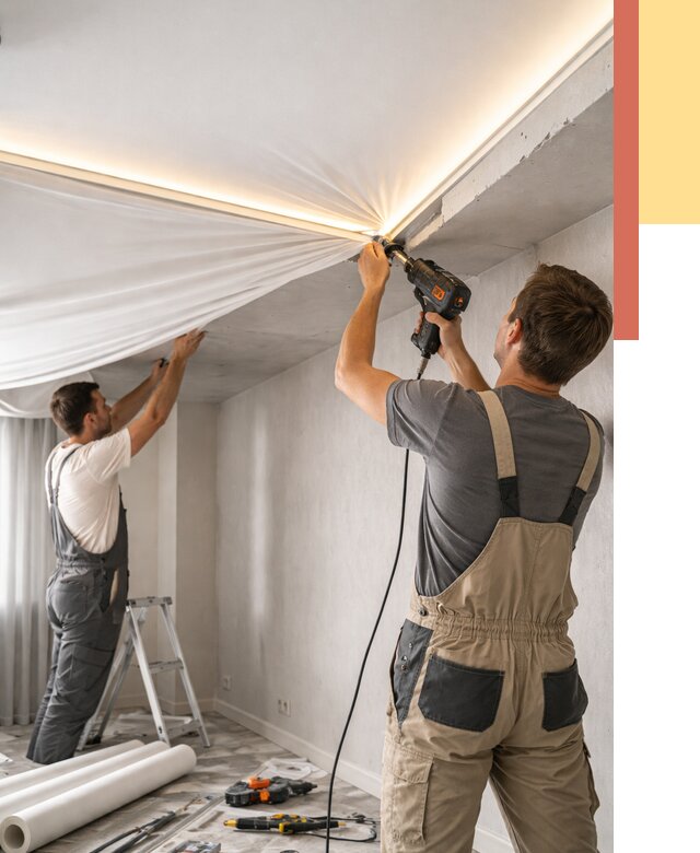 Монтаж натяжного потолка с подсветкой в Амурске от 982 руб. | ОТДЕЛОЧНИК-Мрс