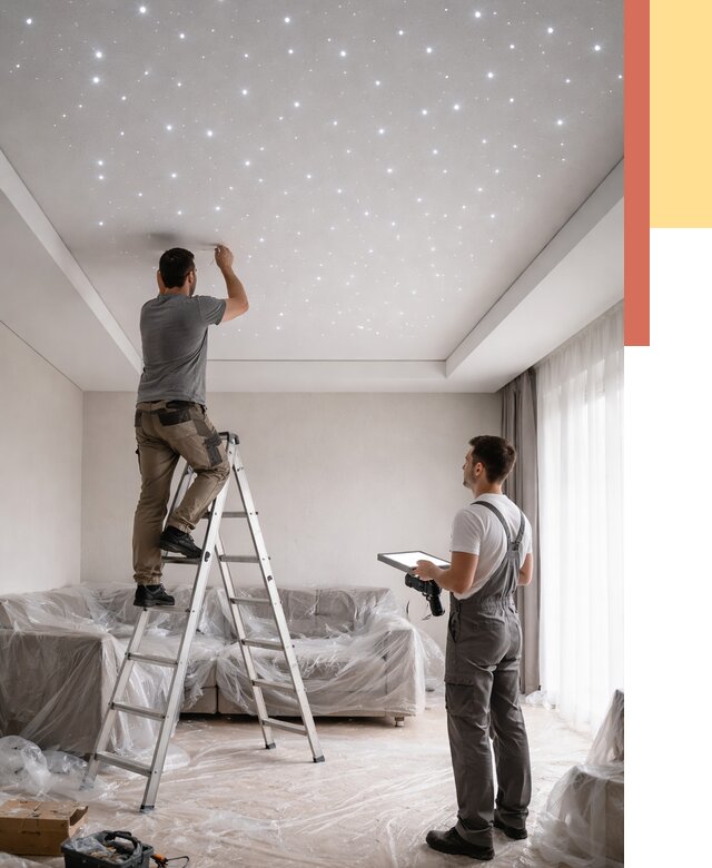 Монтаж натяжного потолка «звездное небо» в Амурске от 6716 руб. | ОТДЕЛОЧНИК-Мрс