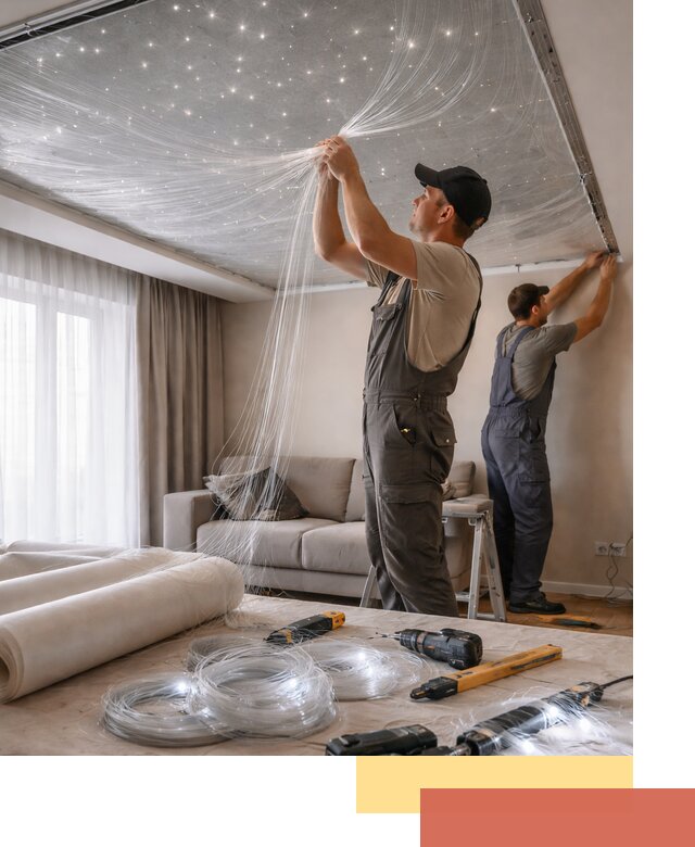 Монтаж натяжного потолка «Звездное небо» в Амурске