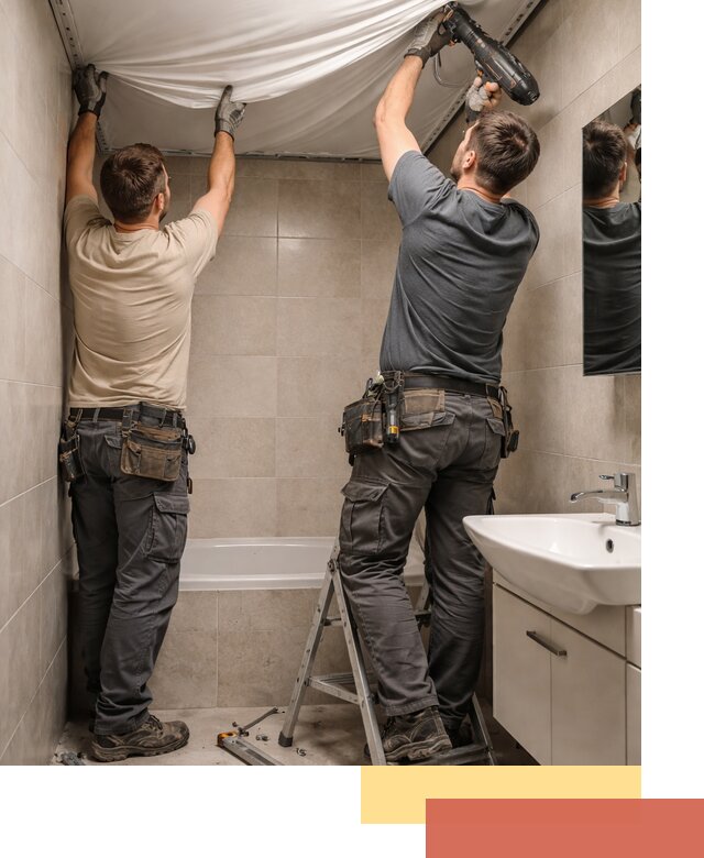 Монтаж натяжного потолка в ванной в Амурске быстро и качественно