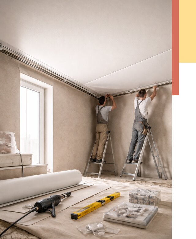 Монтаж натяжного потолка в спальне в Амурске от 3926 руб. под ключ | ОТДЕЛОЧНИК-Мрс