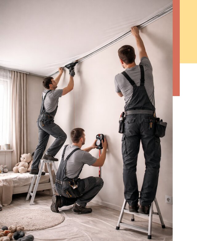 Монтаж натяжного потолка в детской в Амурске от 3616 руб. — быстро и недорого | ОТДЕЛОЧНИК-Мрс