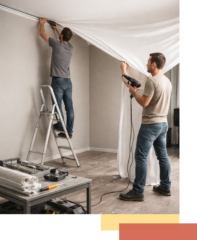 Монтаж натяжного потолка в студии в Амурске