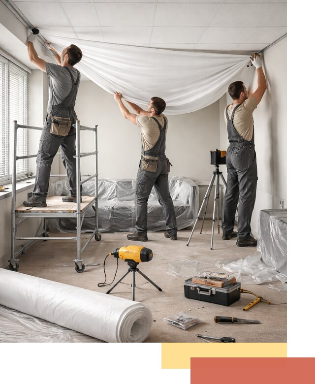 Монтаж натяжного потолка в офисе в Амурске