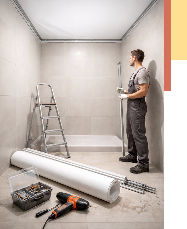 Монтаж натяжного потолка в санузле в Амурске от 1911 руб. — ОТДЕЛОЧНИК-Мрс