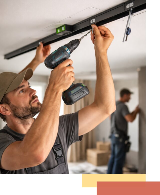 Установка трековых светильников в натяжной потолок в Амурске