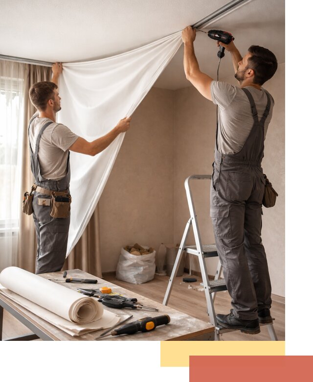 Замена полотна натяжного потолка в Амурске быстро и качественно