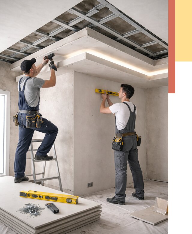 Двухуровневый потолок из гипсокартона в Амурске от 1498 руб. под ключ | ОТДЕЛОЧНИК-Мрс