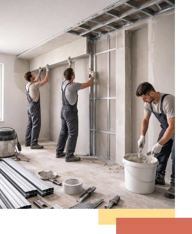 Монтаж потолка из гипсокартона с нишей в Амурске