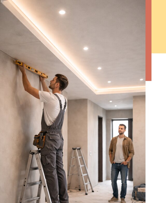 Потолок из гипсокартона с подсветкой в Амурске от 775 руб./м2 под ключ | ОТДЕЛОЧНИК-Мрс