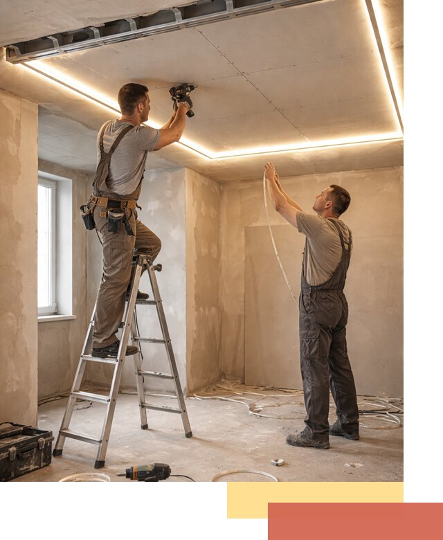 Потолок из гипсокартона с подсветкой в Амурске