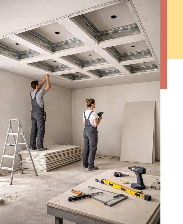 Кессонный потолок из гипсокартона в Амурске от 1911 руб. — монтаж и под ключ | ОТДЕЛОЧНИК-Мрс