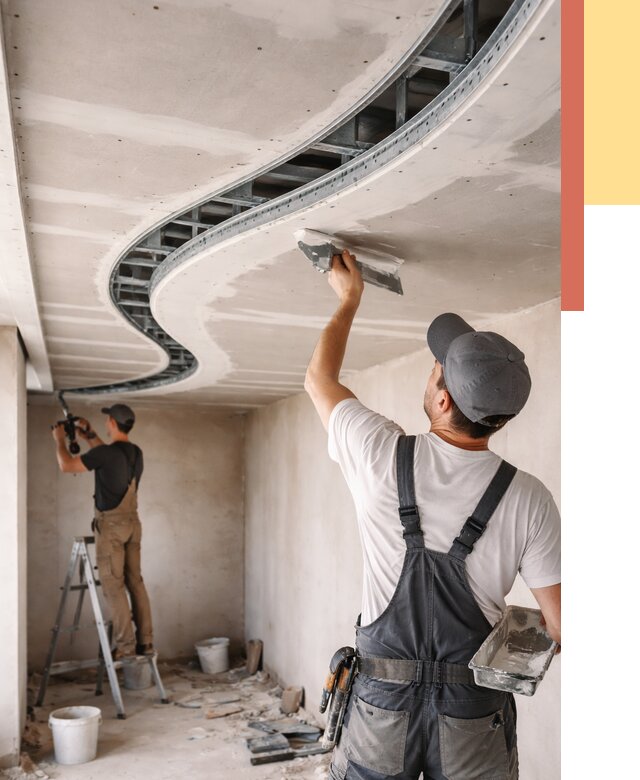 Криволинейный потолок из гипсокартона в Амурске от 2170 руб./м2 | ОТДЕЛОЧНИК-Мрс