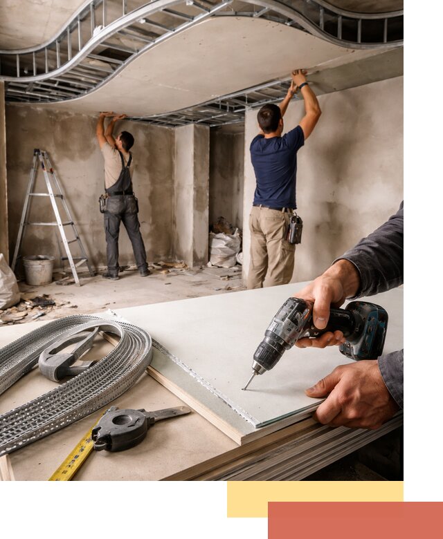 Криволинейный потолок из гипсокартона в Амурске — монтаж и отделка