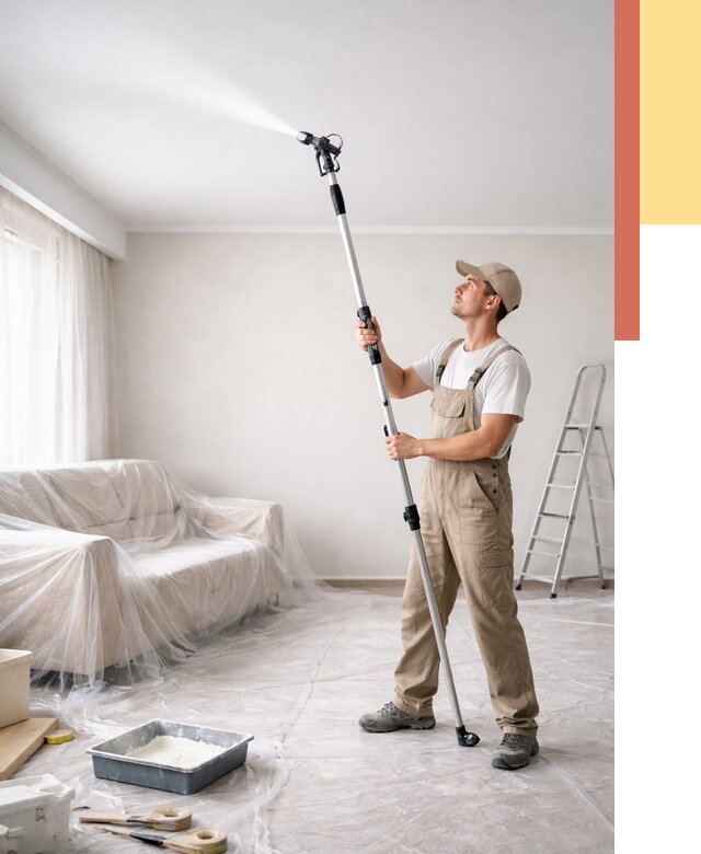 Покраска потолка краскопультом в Амурске от 4649 руб. быстро и недорого | ОТДЕЛОЧНИК-Мрс