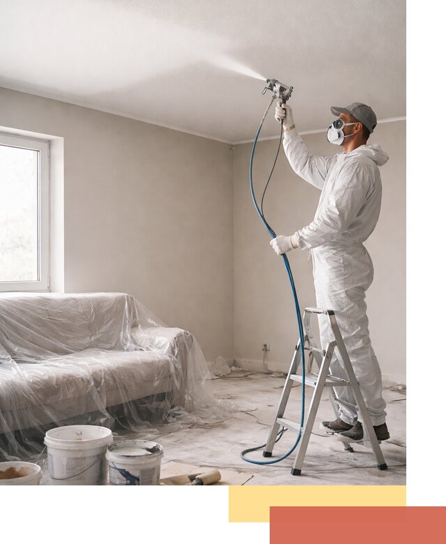 Покраска потолка краскопультом в Амурске быстро и качественно